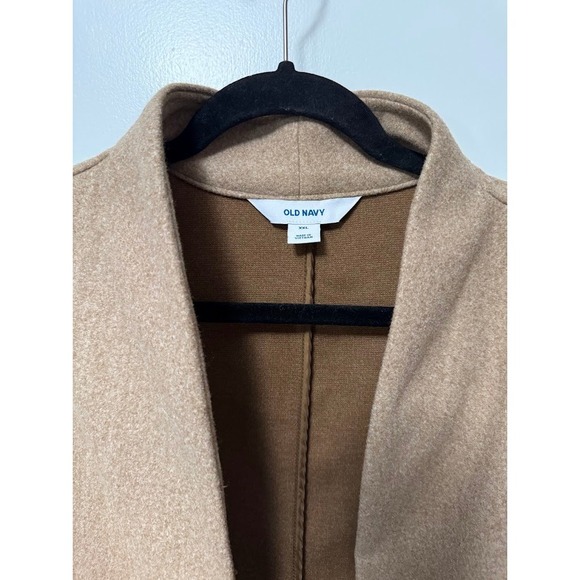 Old Navy Long Line Camel Cardigan Jacket Large Peacoat Neutral Quiet Luxury 2X - Picture 3 of 6